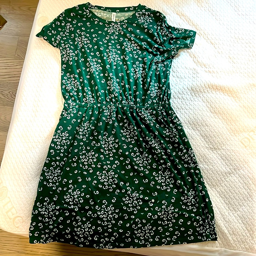 Dark Green Floral Dress